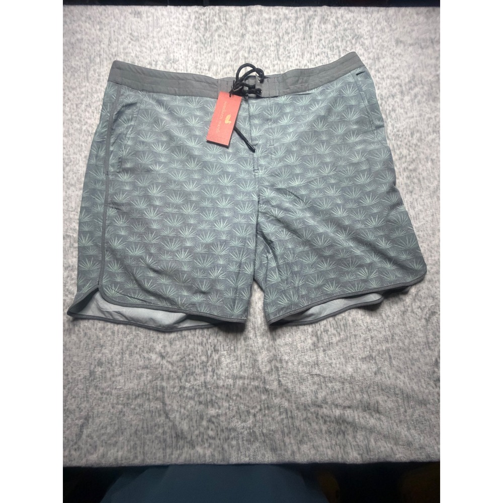 Southern Marsh Mens Double XL Slate Mint Palm Leaf Swim Trunks‎ Board Shorts NWT
